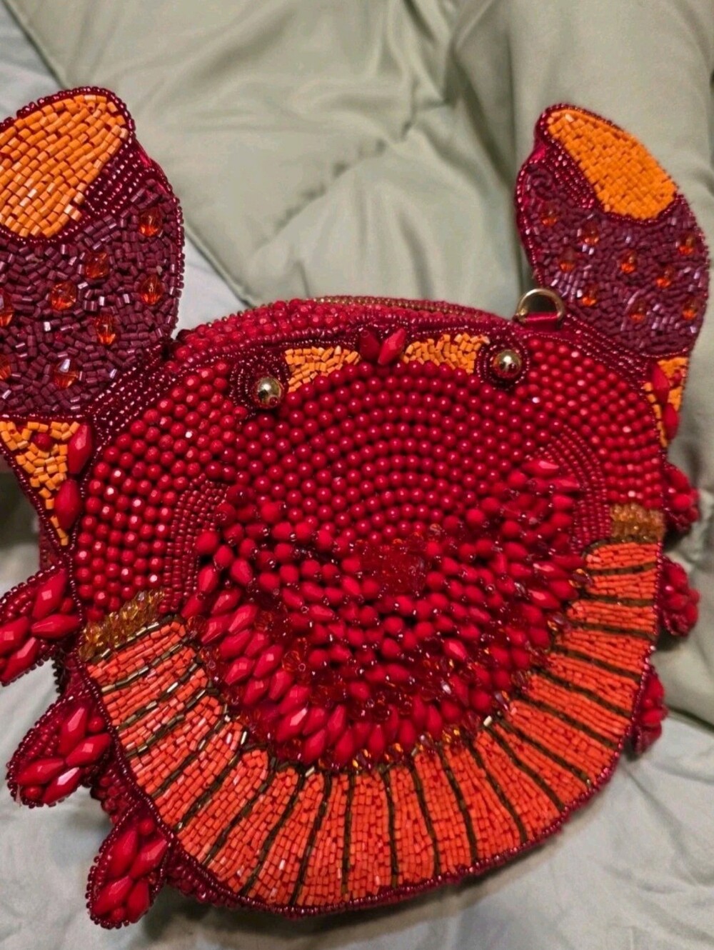 Handcrafted in India Beaded Crossbody Bag Red Crab NWT